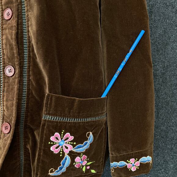 VTG Begies Way Vintage Brown Corduroy Embroidered Floral Jacket Women’s 12 - Picture 8 of 11